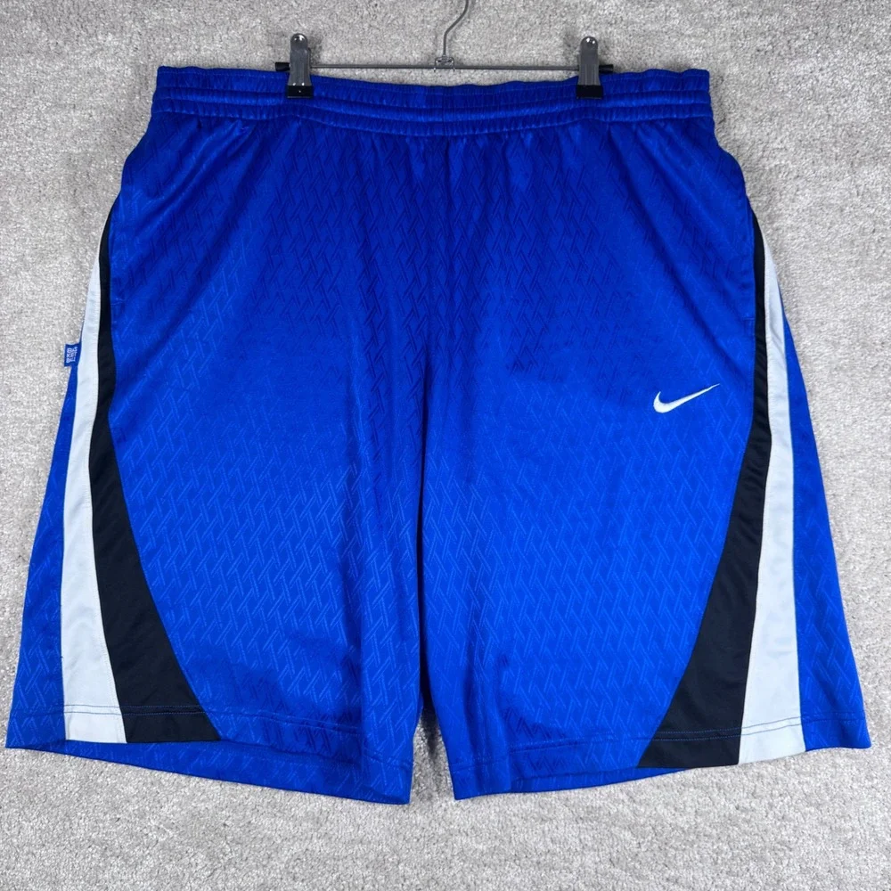 Nike Basketball Shorts Mens Large Blue Black White Geometric Pattern Swoosh Logo